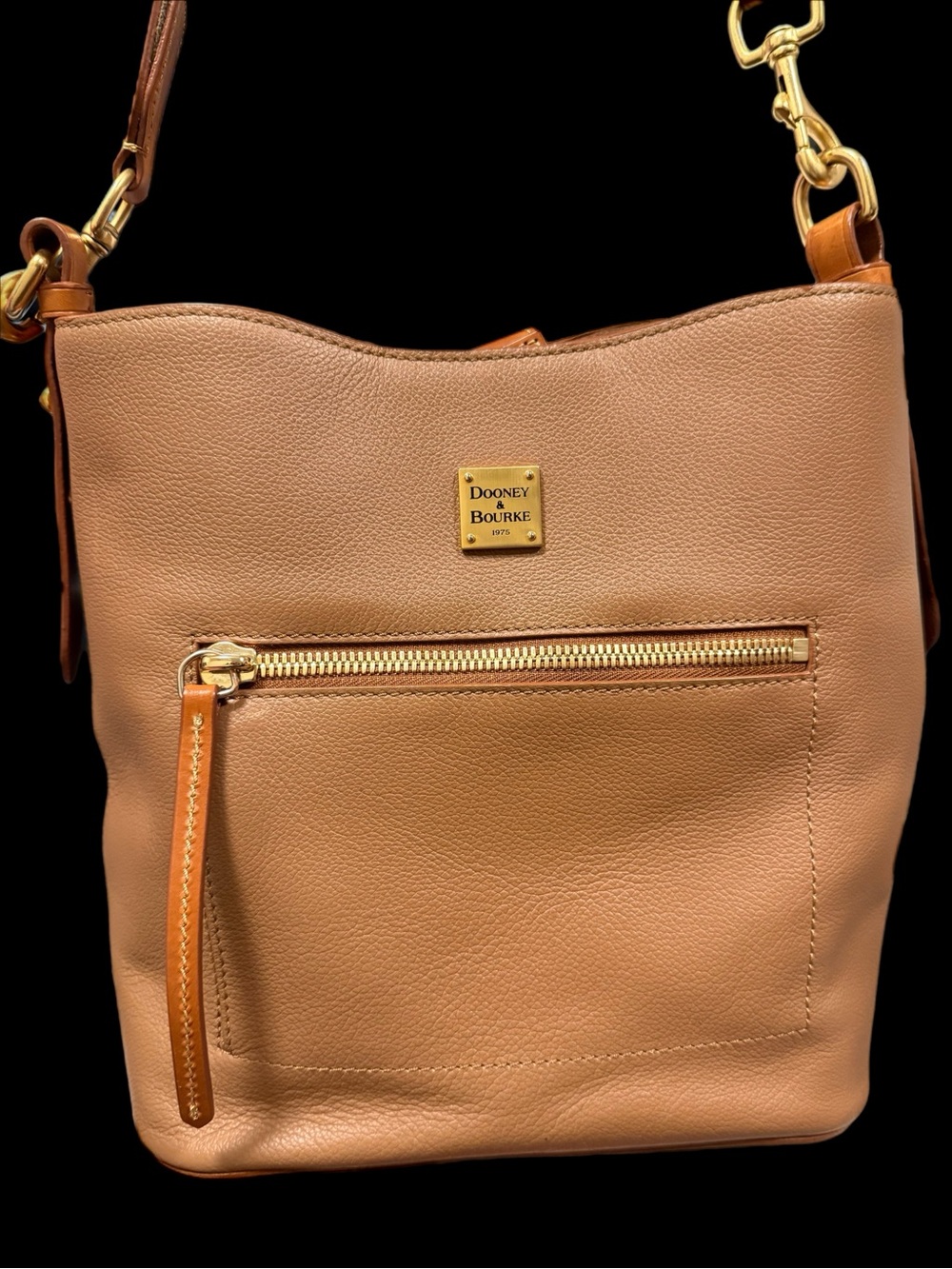 Dooney & Bourke Caramel Leather Shoulder Bag with Gold Hardware